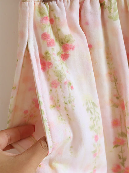 Women Floral Print Minimalist V_Neck Cotton Pajama Set