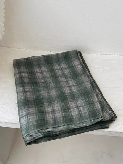 Women Vintage Classic Plaid Soft Shawl Scarf