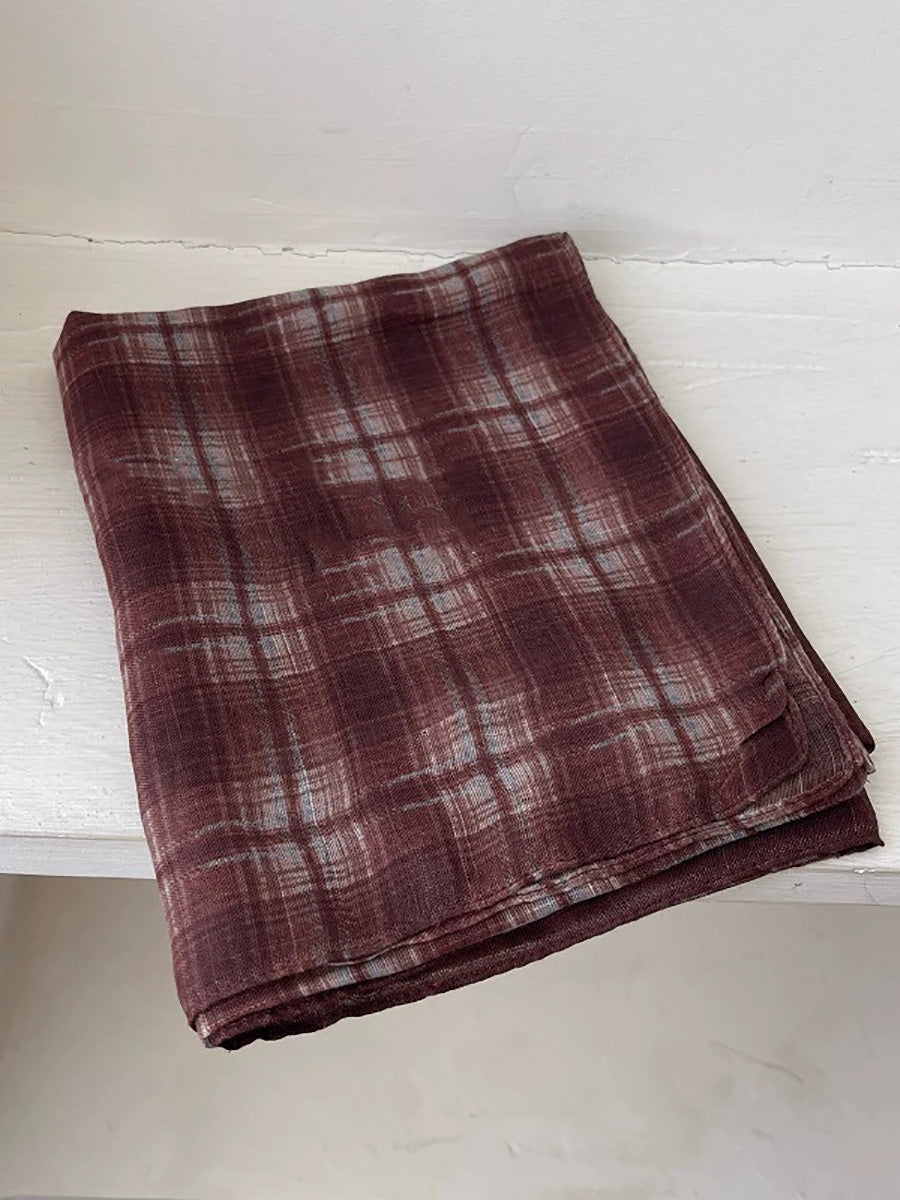 Women Vintage Classic Plaid Soft Shawl Scarf