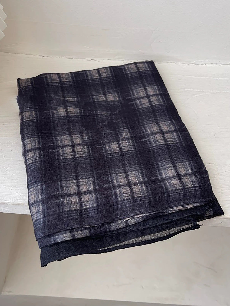 Women Vintage Classic Plaid Soft Shawl Scarf