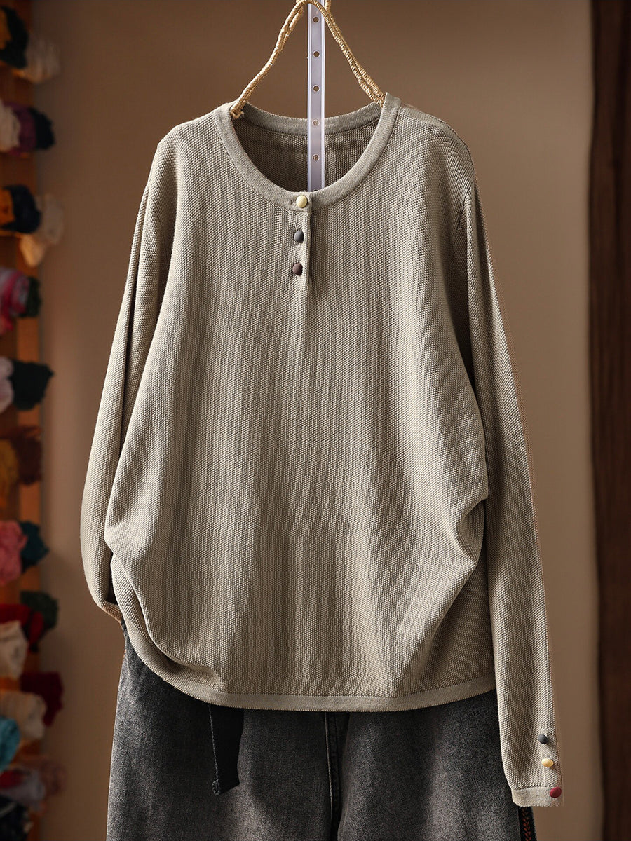 Women Fall Artsy Long Sleeve Cotton Pullover Sweater