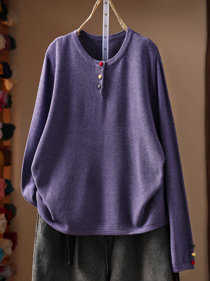 Women Fall Artsy Long Sleeve Cotton Pullover Sweater