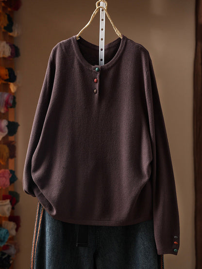 Women Fall Artsy Long Sleeve Cotton Pullover Sweater