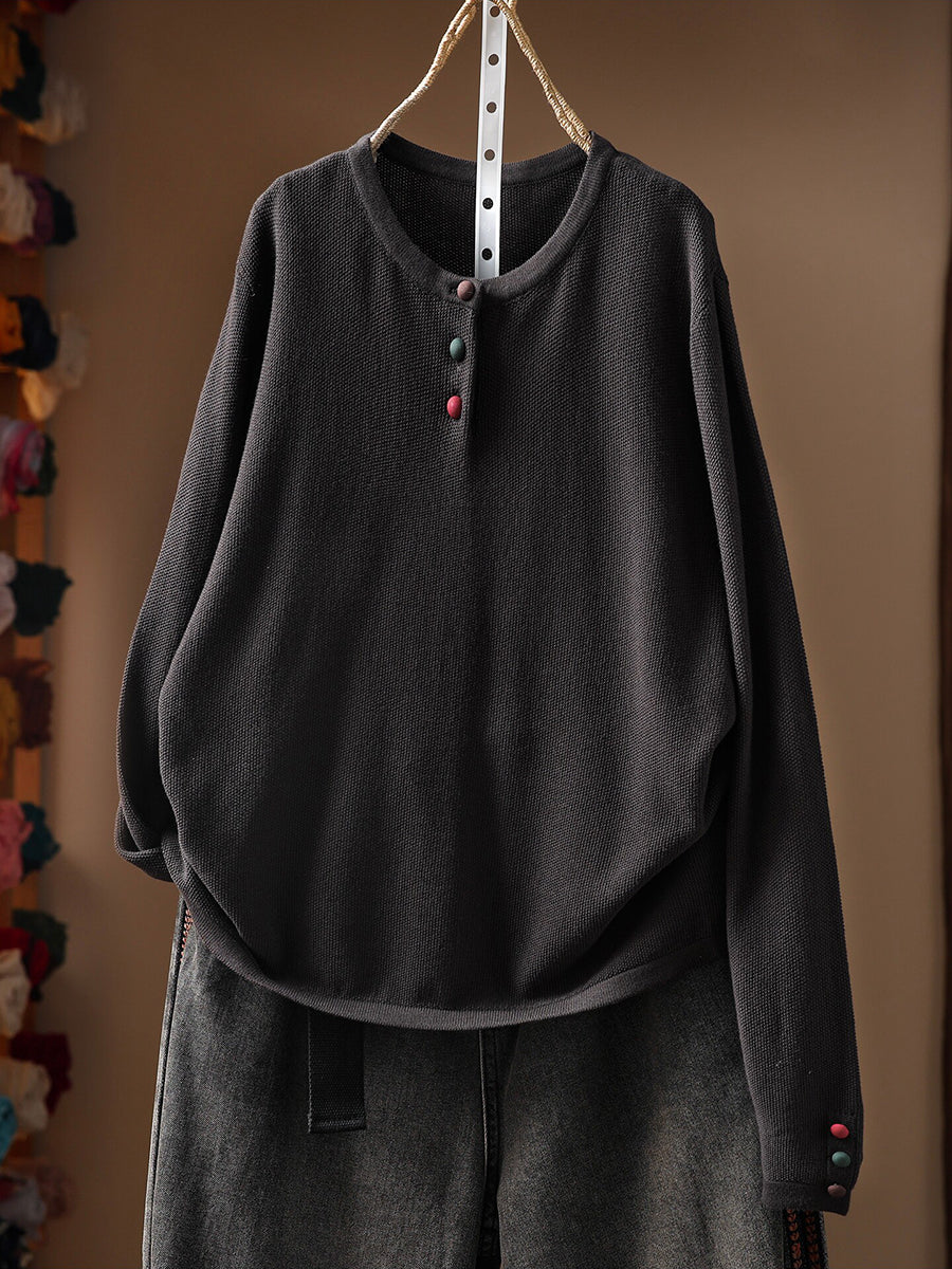 Women Fall Artsy Long Sleeve Cotton Pullover Sweater
