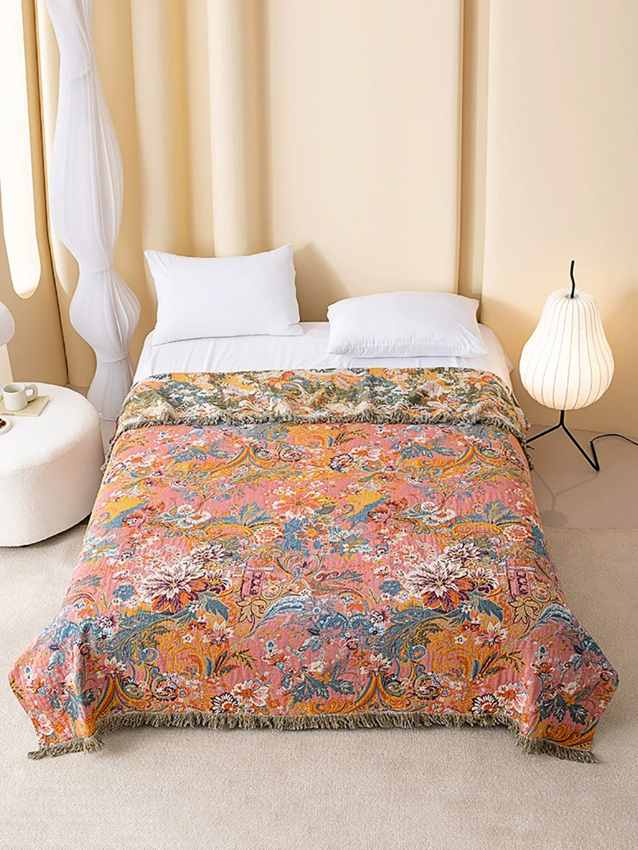 100% Cotton Gauze Floral Blanket