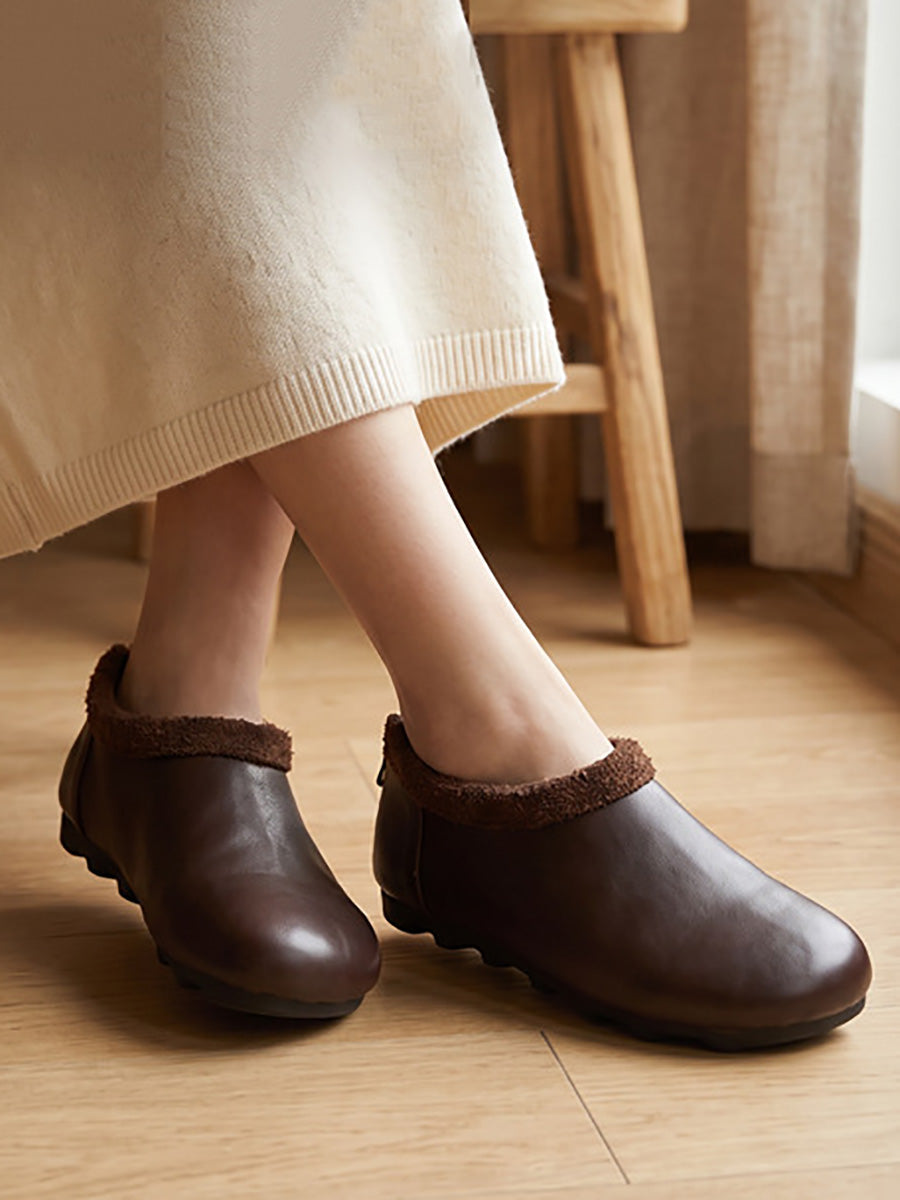 Women Fall Genuine Leather Casual Slip-On Flat Shoes