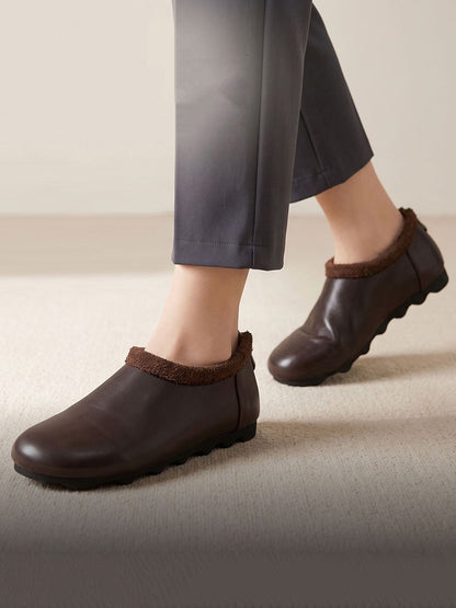 Women Fall Genuine Leather Casual Slip-On Flat Shoes