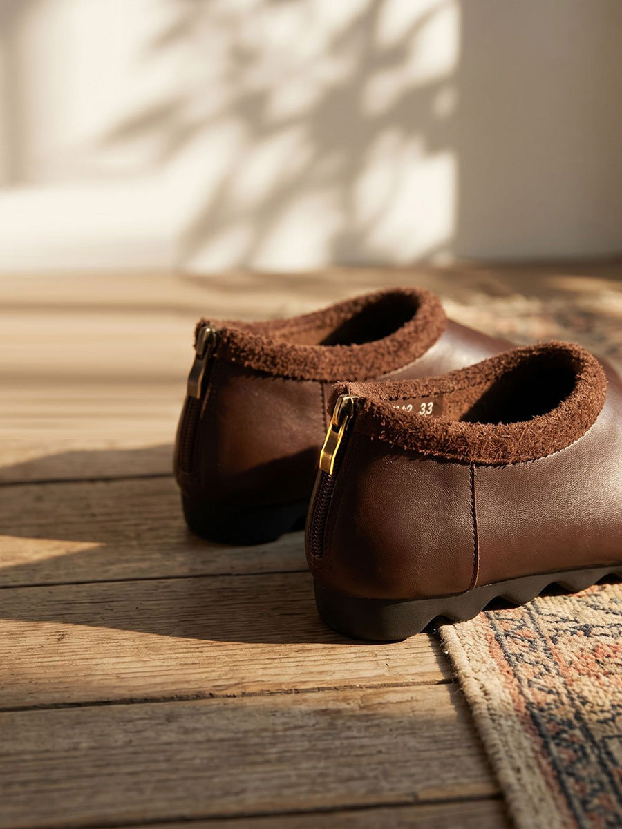 Women Fall Genuine Leather Casual Slip-On Flat Shoes