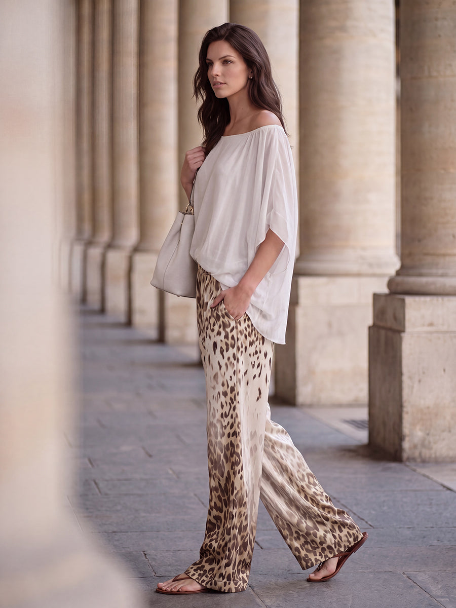 Batwing Sleeves Loose Pleated Solid Color Round-Neck Blouses&Shirts Tops