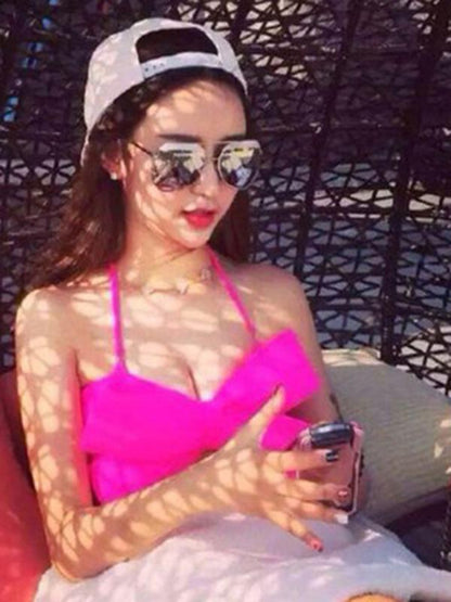 Plain Bowknot Bikinis Swimwear