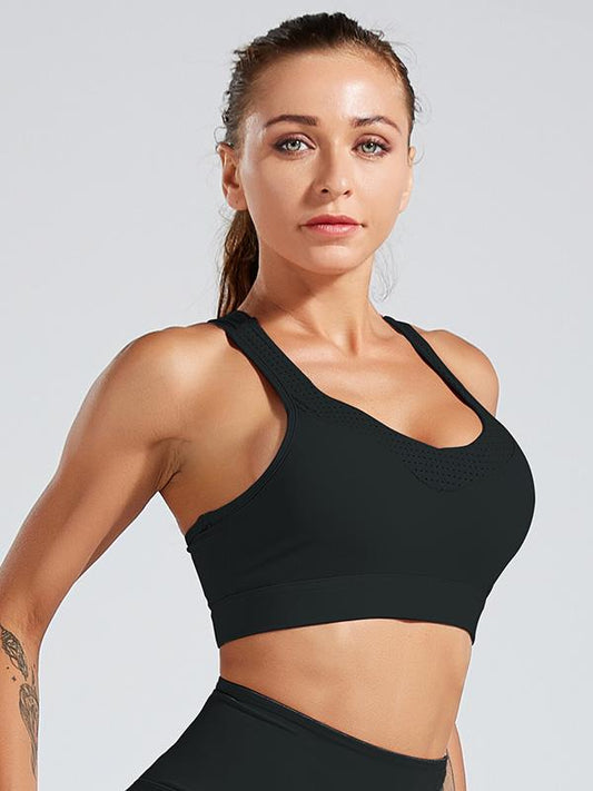 Solid Back Intersect Bandage Sports Bra