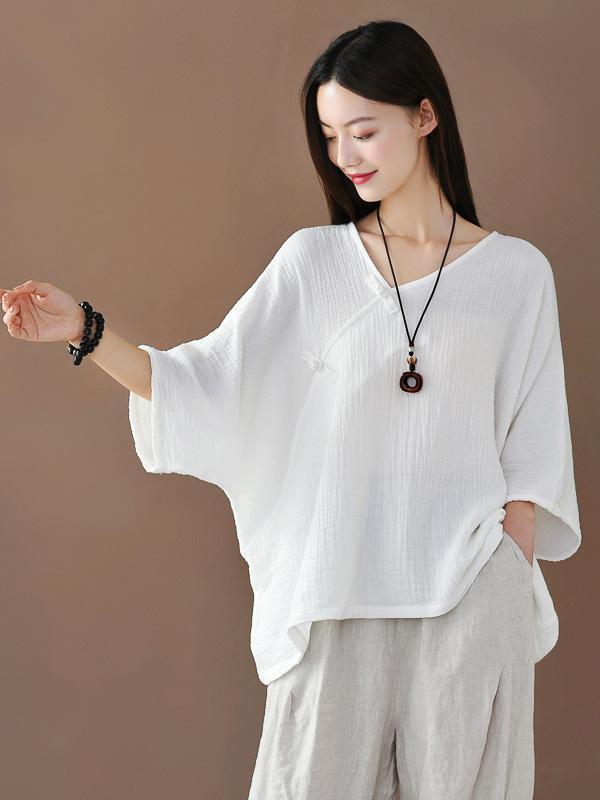 Vintage Solid Irregularity T-Shirts Tops