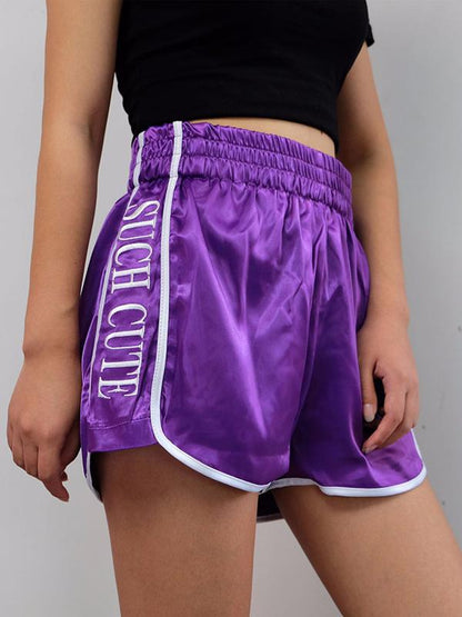 Contrast Trim Letter Printed Shorts