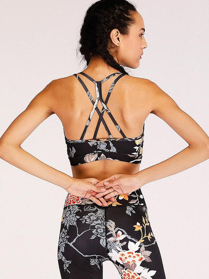 Floral Printed Spaghetti-neck Tank And Legging Yoga Suits