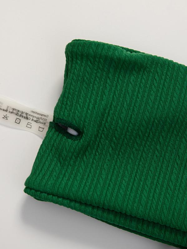 Solid Color Strapless Bandage Split Bikini Swimsuit