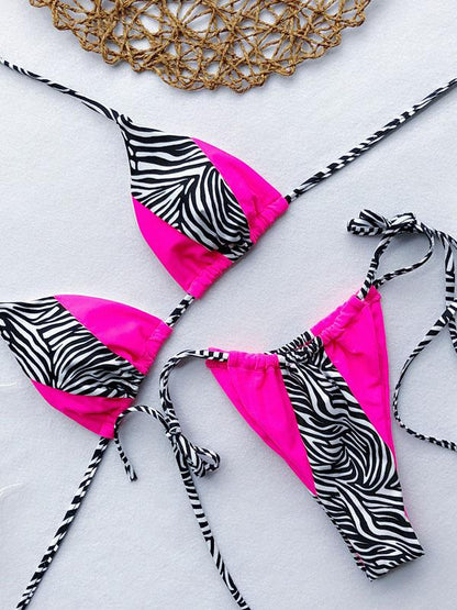 Lace Up Contrast Scrunch Bikini Set