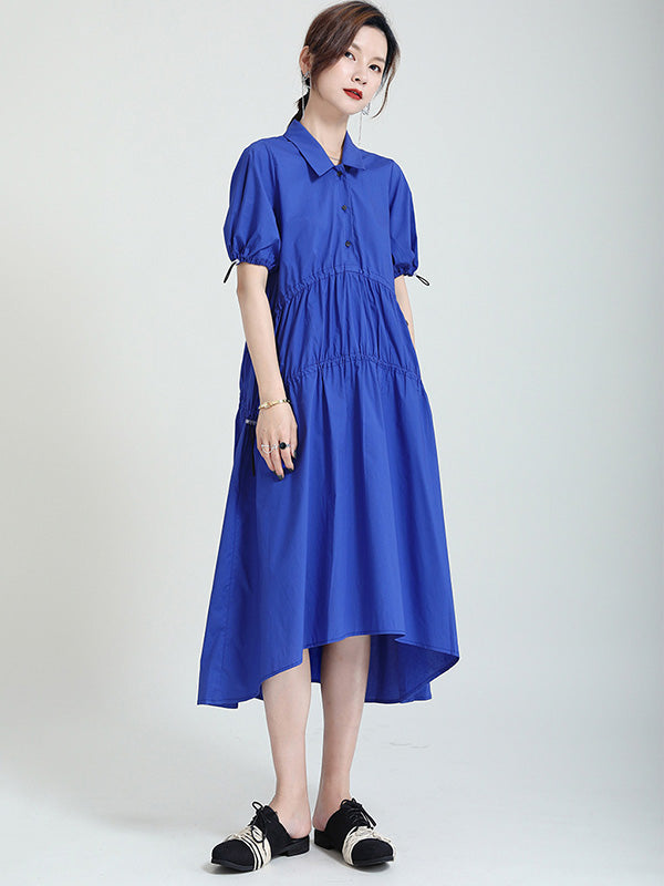 Casual Solid Color Asymmetric Pleated Split-Joint Midi Dress+Vest Tops Two Pieces Set