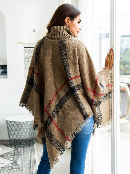 High-neck Batwing Sleeves Tassels Sweater Tops