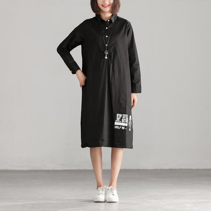 Casual Loose Long Sleeve Polo Collar Dress