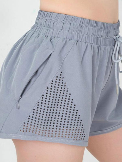 Drawstring Perforated Sport Shorts