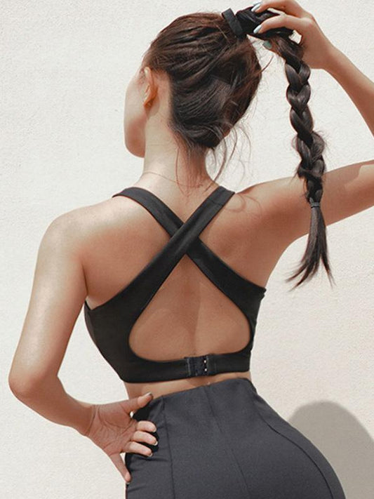 Wrap Solid Color Back Cross Sports Bra