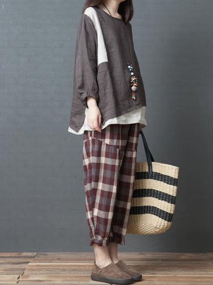 Loose Split-joint Round-neck T-shirt
