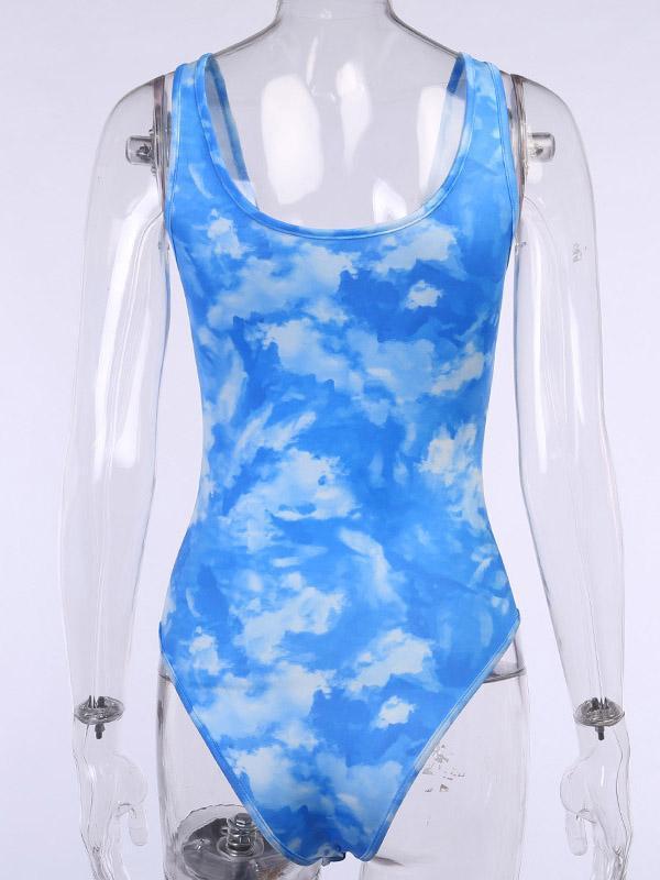Sexy Tie-Dyed Sleeveless Bodysuits
