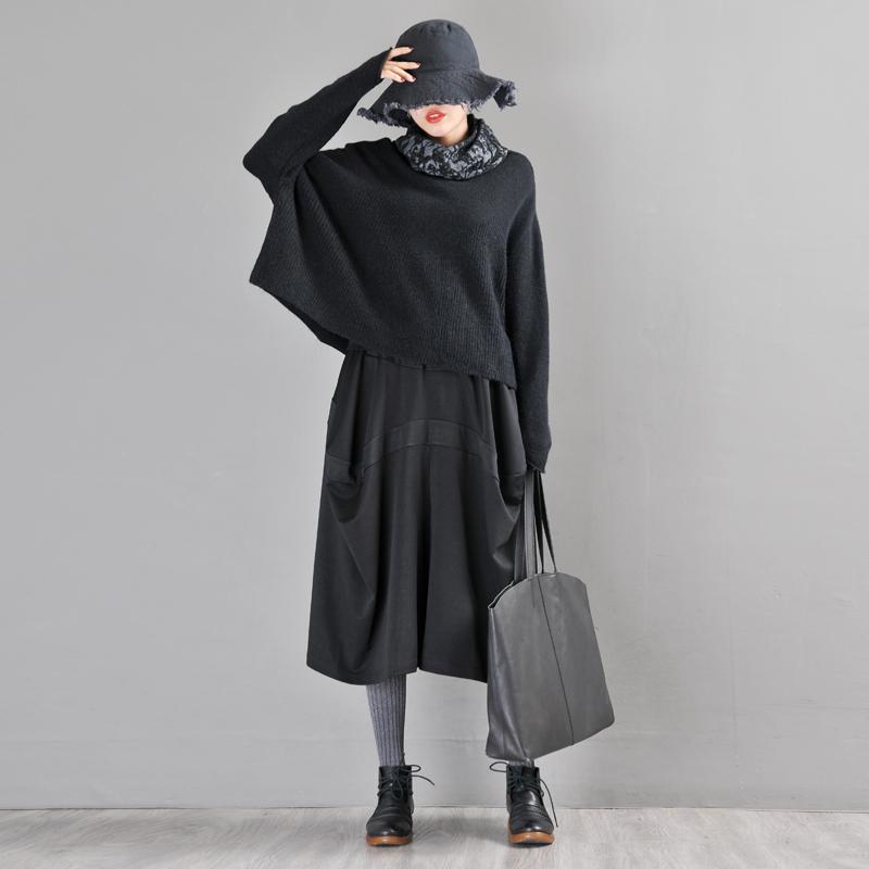 Buykud Jacquard Neckline Winter Solid Color Turtleneck Sweater