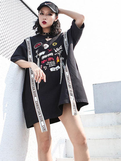 Summer Hip-hop Printed T-shirt Dress
