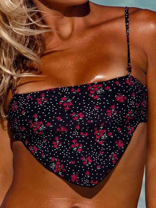 Sexy Belly Pocket Knotted Split Type Bikini Swimsuit