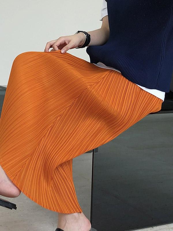 Original  Irregularity Pleats Solid Skirt