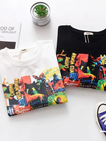 Loose Colorful Painting Graffiti Sweatshirt
