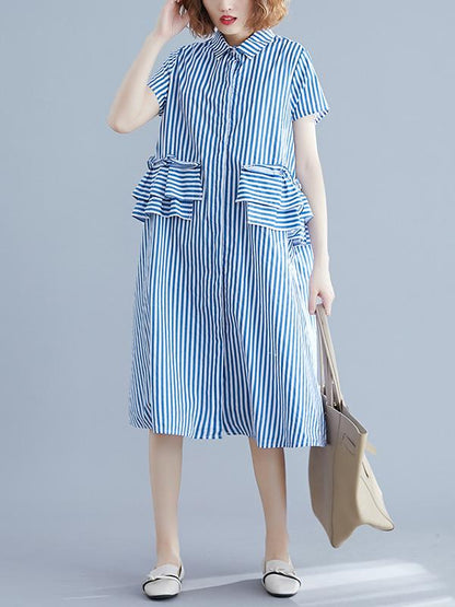 Striped Falbala Dress