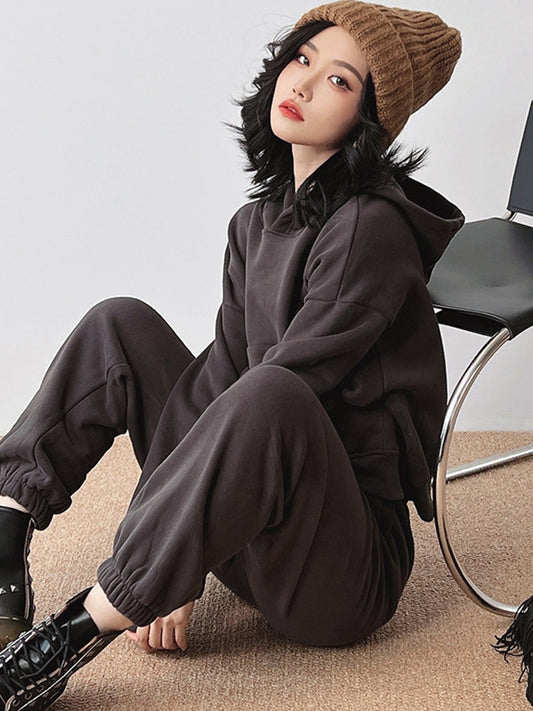 Casual Solid Color Loose Hoodies