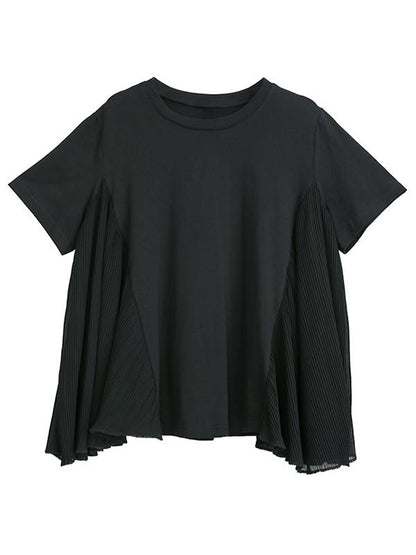 Chiffon Asymmetric Solid T-shirt