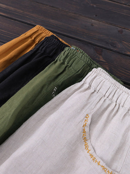 Simple Solid Color Elasticity Waist Harem Pants