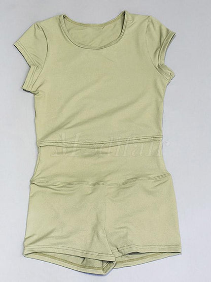 Solid Quick-dry Sports Tee and Shorts Suits