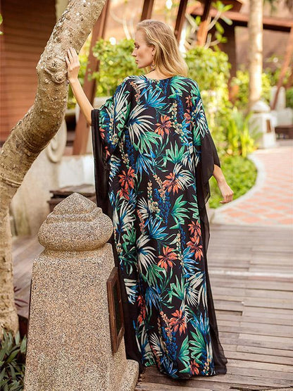 Printed V-neck Maxi Kaftans Dress