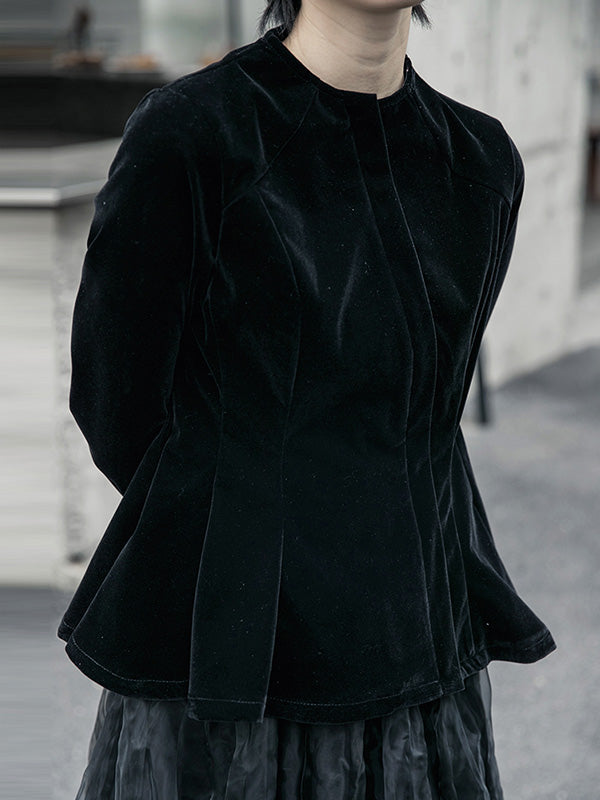 Simple Solid Color Stand Collar Zipper Jacket