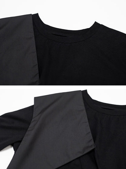 Urban Asymmetric Split-Front Solid Color Short Sleeves T-Shirt Top