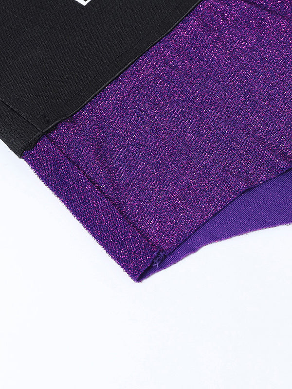 Casual Contrast Color Letter Print Sports Bra&Shorts Suits