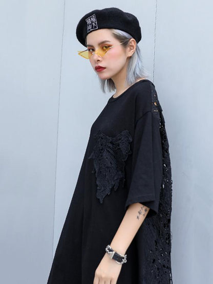 Loose Lacy Split-joint Mini Dress