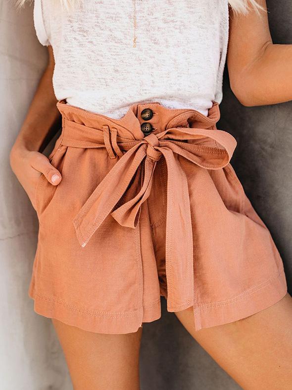 Large Size Belted Summer Slim Fit Shorts