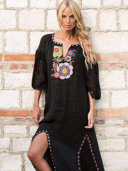 Embroidered Split-side Bohemia Dress