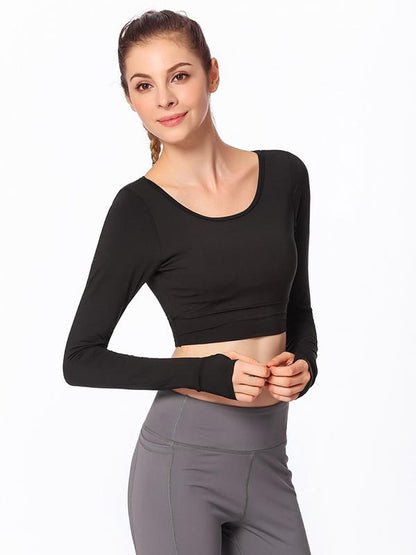 Cross-back Long-sleeve Sports Tees & Tanks