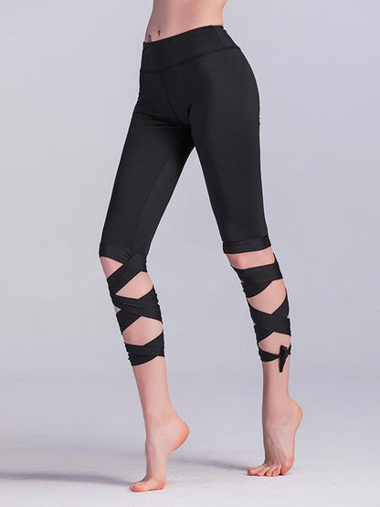 Sports Cross Tied Crop Leggings