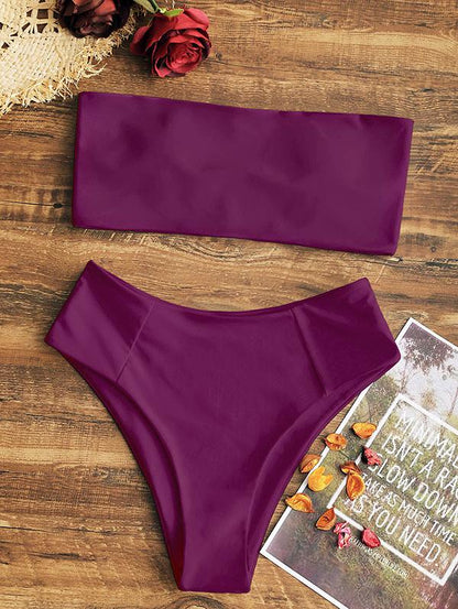 Bandeau Solid Bikinis Swimwear