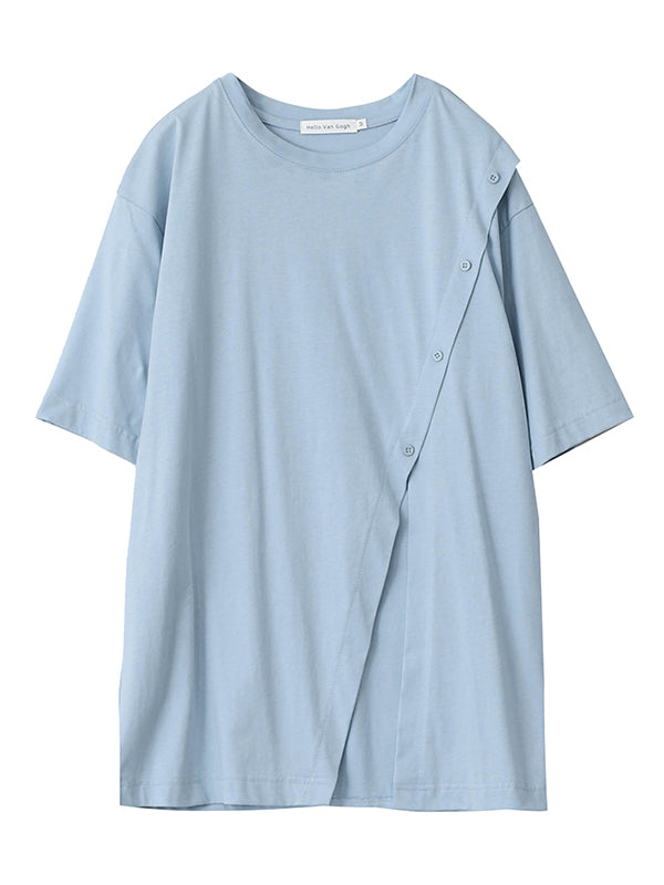 Urban Split-Side Oblique Buckle Short Sleeves T-Shirts