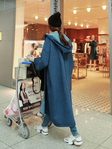 CASUAL LONG JEANS HOODED CAP OUTWEAR