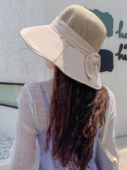 Casual Split-Joint Knitting Bow-Embellished Fisherman Hat